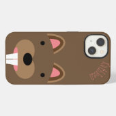 かわいいビーバーの顔 カスタマイズ可能 iPhoneケース (裏面横)