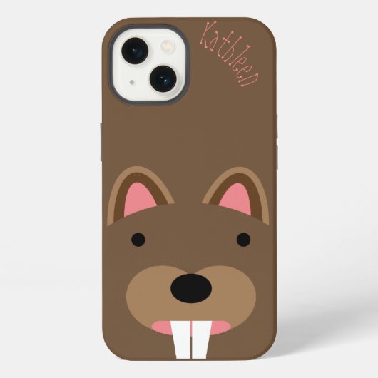 かわいいビーバーの顔 カスタマイズ可能 iPhoneケース (裏面)