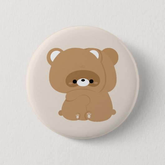 かわいいビーバーカップル 缶バッジ (正面)