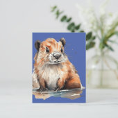 かわいいビーバーフラットカード ポストカード (スタンド正面)