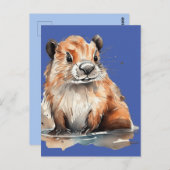 かわいいビーバーフラットカード ポストカード (正面/裏面)