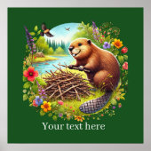 かわいいビーバー愛好家のカスタマイズ ポスター (正面)