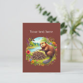 かわいいビーバー愛好家を追加文字 ポストカード (スタンド正面)