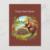 かわいいビーバー愛好家を追加文字 ポストカード (正面)