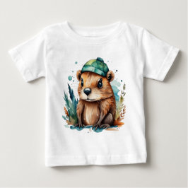 かわいいビーバー ベビーTシャツ