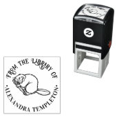 かわいいビーバー 丸型 ライブラリー 書籍名 セルフインキングスタンプ (インサイチュ)