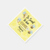 かわいいビーワンイエローブラックファースト誕生日パーティー スタンダードカクテルナプキン (角)