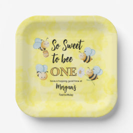 かわいいビーワンイエローブラックファースト誕生日パーティー ペーパープレート