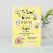 かわいいビーワンイエローブラックファースト誕生日パーティー 招待状 (スタンド正面)
