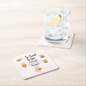 かわいいビーワンピンクブラックファースト誕生日パーティー スクエアペーパーコースター (インサイチュ)