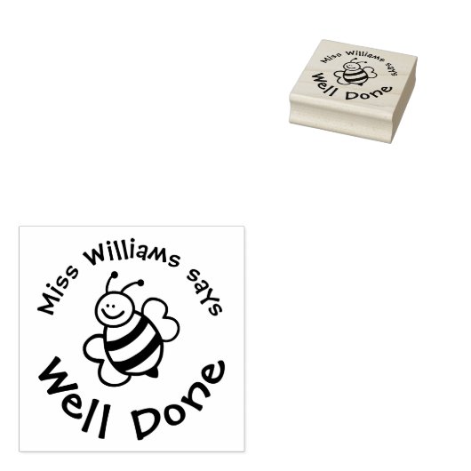 かわいいビー前向きグッドスタンプ先生 ラバースタンプ (押印)