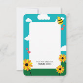 かわいいビー峰バレンタインデー子供へス サンキューカード (裏面)