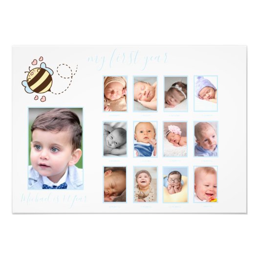 かわいいビー男の赤ちゃん私の最初の年フォトウォールデコール フォトプリント (正面)