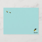 かわいいビー群と水玉模様パステルブルー ポストカード (裏面)