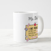 かわいいビー誇りを持ったパーソナライズされた先生 ジャンボコーヒーマグカップ (正面右)