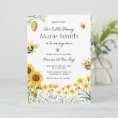 かわいいビー誕生日私たちの小さな蜂蜜ファースト蜂日 招待状 (スタンド正面)