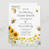 かわいいビー誕生日私たちの小さな蜂蜜ファースト蜂日 招待状 (正面/裏面)