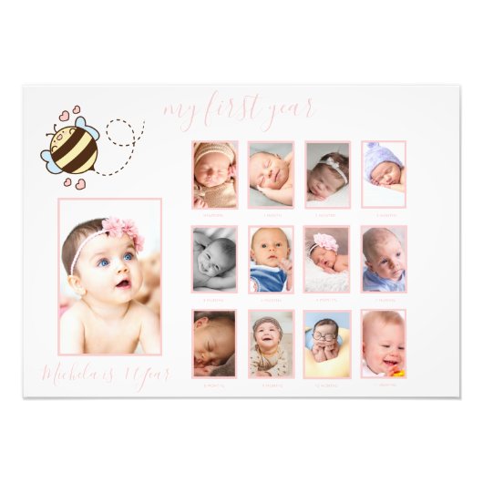 かわいいビー赤ちゃんガール私の初年フォトウォールデコール フォトプリント            (正面)