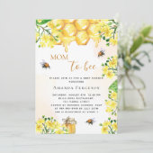 かわいいビー赤ちゃんシャワー黄色の花模様ママへビー 招待状 (スタンド正面)