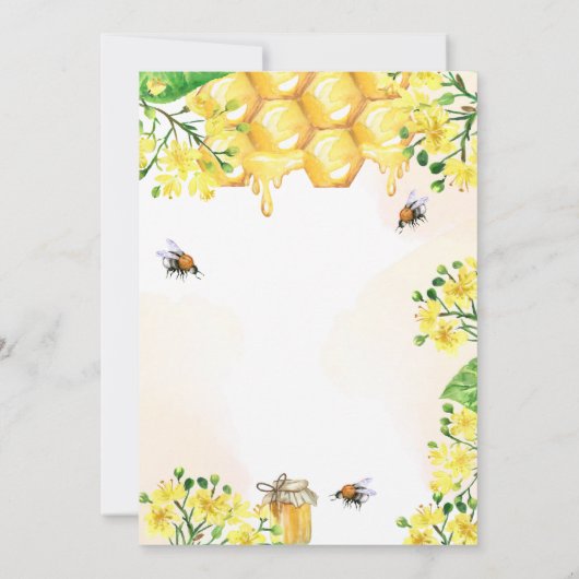 かわいいビー赤ちゃんシャワー黄色の花模様ママへビー 招待状 (裏面)