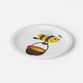 かわいいビー運のハチミツポットと花 ペーパープレート (アングル)