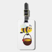 かわいいビー運のハチミツポットと花 ラゲッジタグ (正面縦)