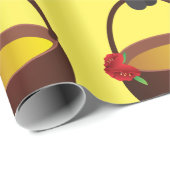 かわいいビー運のハチミツポットと花 ラッピングペーパー (ロールコーナー)