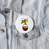 かわいいビー運のハチミツポットと花 缶バッジ (インサイチュ)