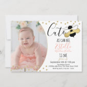 かわいいビー1st誕生日パーティー写真 招待状 (正面)