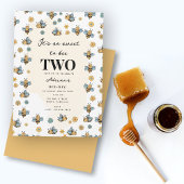 かわいいビー&ワイルドフラワーズ子供の誕生日パーティー 招待状