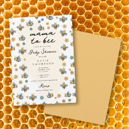 かわいいビー&ワイルドフラワーママ赤ちゃんシャワー 招待状