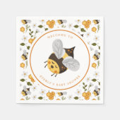 かわいいビー（昆虫）マルハナバチベビーシャワー スタンダードカクテルナプキン (正面)