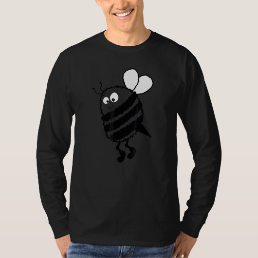 かわいいビー（昆虫）マルハナバチ白黒オンイエロー描 Tシャツ (正面)