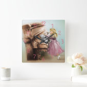 かわいいピアノガールスクウェアエレガントクロックヴィンテージアート スクエア壁時計 (ホーム)