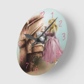 かわいいピアノガールラウンドクロックエレガント、ヴィンテージアート ラウンド壁時計 (傾斜)