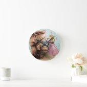 かわいいピアノガールラウンドクロックエレガント、ヴィンテージアート ラウンド壁時計 (ホーム)