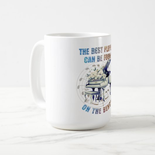 かわいいピアノプレー最高のヤーオンベンチ引用文 コーヒーマグカップ (正面左)