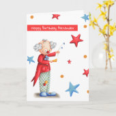 かわいいピエロパーソナライズされたハッピーバースデー カード (黄色い花)