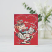 かわいいピエロフラワースニーズハートバレンタイン シーズンポストカード (スタンド正面)