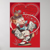 かわいいピエロフラワースニーズハートバレンタイン ポスター (正面)