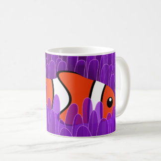 かわいいピエロ魚と美しい紫色の海アネモン コーヒーマグカップ