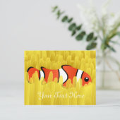 かわいいピエロ魚と美しい黄色の海アネモン ポストカード (スタンド正面)