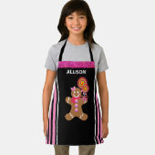 かわいいピガーリーンクのジンガーブレッドガールキパーソナライズされたッズ エプロン (インサイチュ)