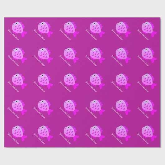 かわいいピガーリーンクの魚漫画の女の子の誕生日 ラッピングペーパー (フラット)