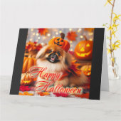 かわいいピキニーズのカード カード (黄色い花)