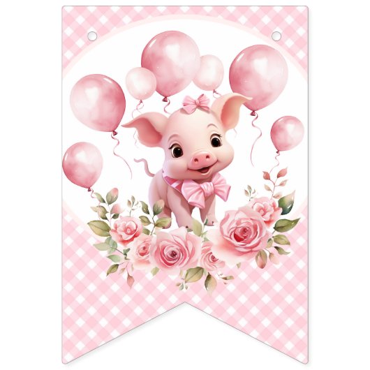 かわいいピギーガールファーム1stバースデーバンティングバナー バンティングフラッグ (第1の旗)