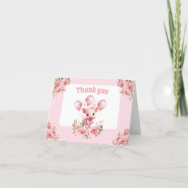 かわいいピギーガールファーム1st誕生日サンキューカード サンキューカード