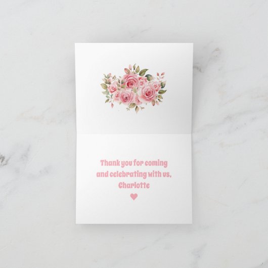 かわいいピギーガールファーム1st誕生日サンキューカード サンキューカード (内部)