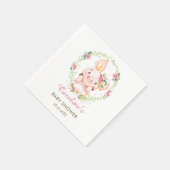 かわいいピギーピグピンクフローラベビーシャワー誕生日 スタンダードカクテルナプキン (角)