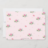 かわいいピギーピンクフローラ緑の誕生日写真 招待状 (裏面)